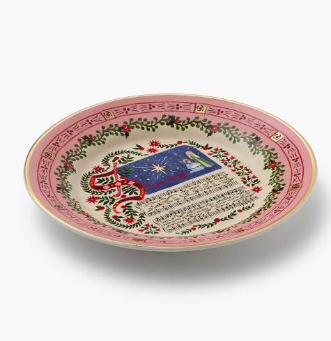 Christmas Carols Nativity Porcelain Dessert Plate Set