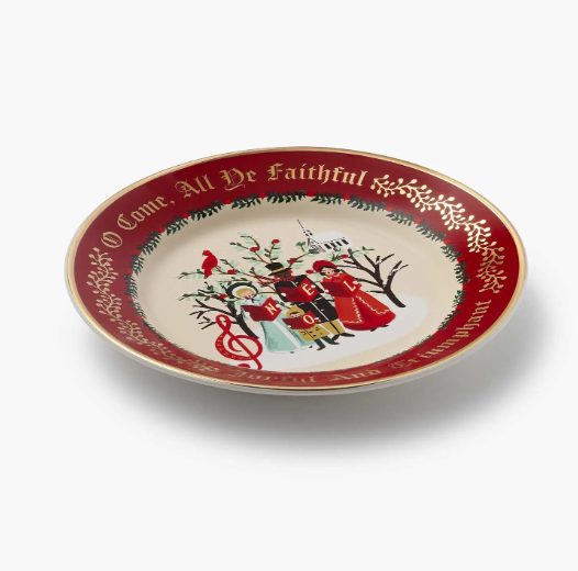 Christmas Carols Nativity Porcelain Dessert Plate Set