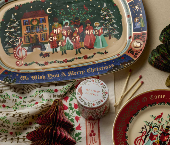 Christmas Carols Large Porcelain Serving Platter