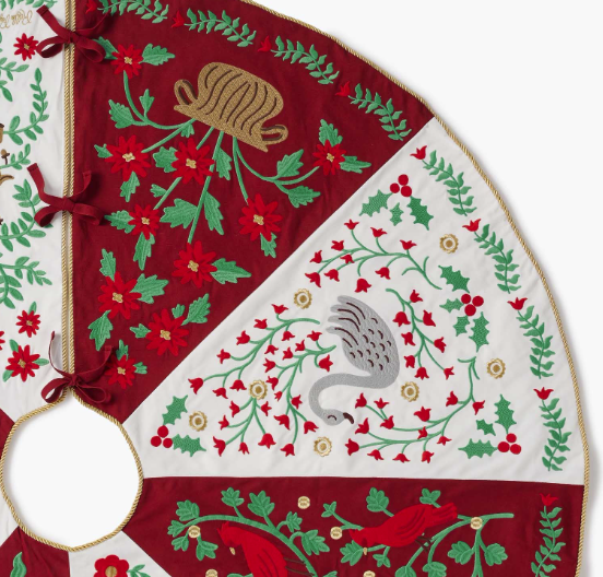 Christmastide Embroidered Tree Skirt