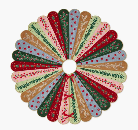 Holly Jolly Embroidered Tree Skirt