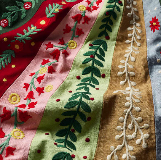 Holly Jolly Embroidered Tree Skirt