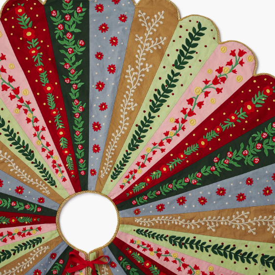 Holly Jolly Embroidered Tree Skirt