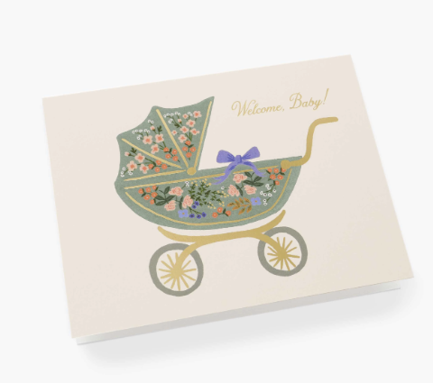 Floral Pram Greeting Card