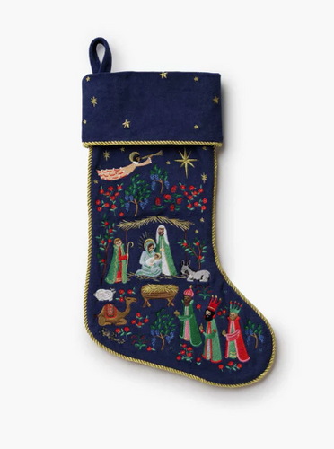 Nativity Embroidered Stocking