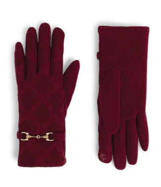 Elegant Checkered Touchscreen Gloves - Maroon