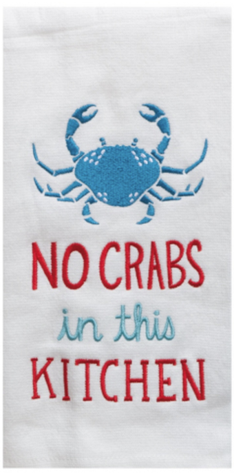 No Crabs Embroidered Dishtowel