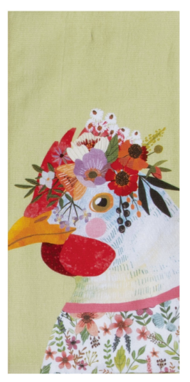 Floral Chicken Terry Dishtowel