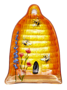 Pollinator Garden Platter Glass Beehive