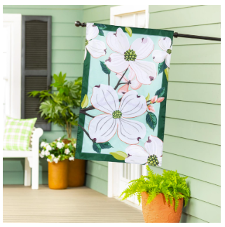 Dogwood Blossoms Applique House Flag