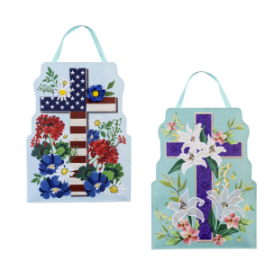 Easter Cross & Patriotic Cross Reversible Door Decor