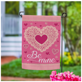 Laced Heart Be Mine Suede Garden Flag