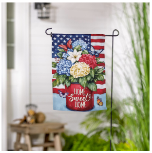 Patriotic Hydrangeas Suede Garden Flag