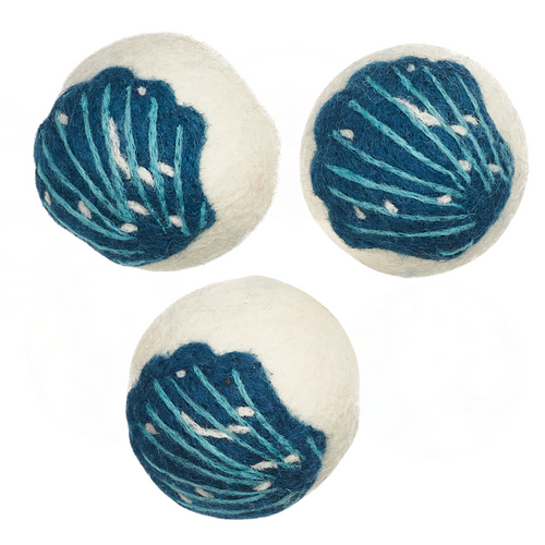 Wool Dryer Balls - Set of 3 Iris & Sea Seashell