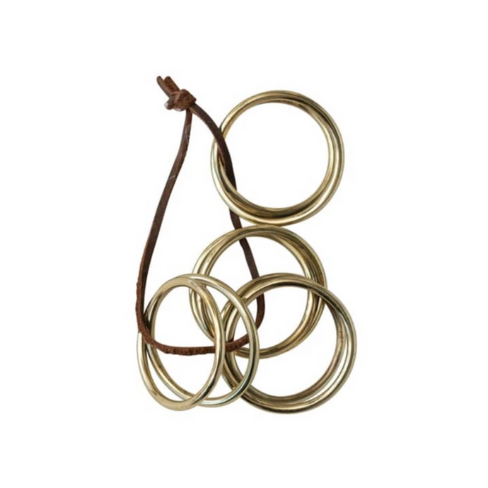 Brass Napkin Rings on Leather Tie/S4
