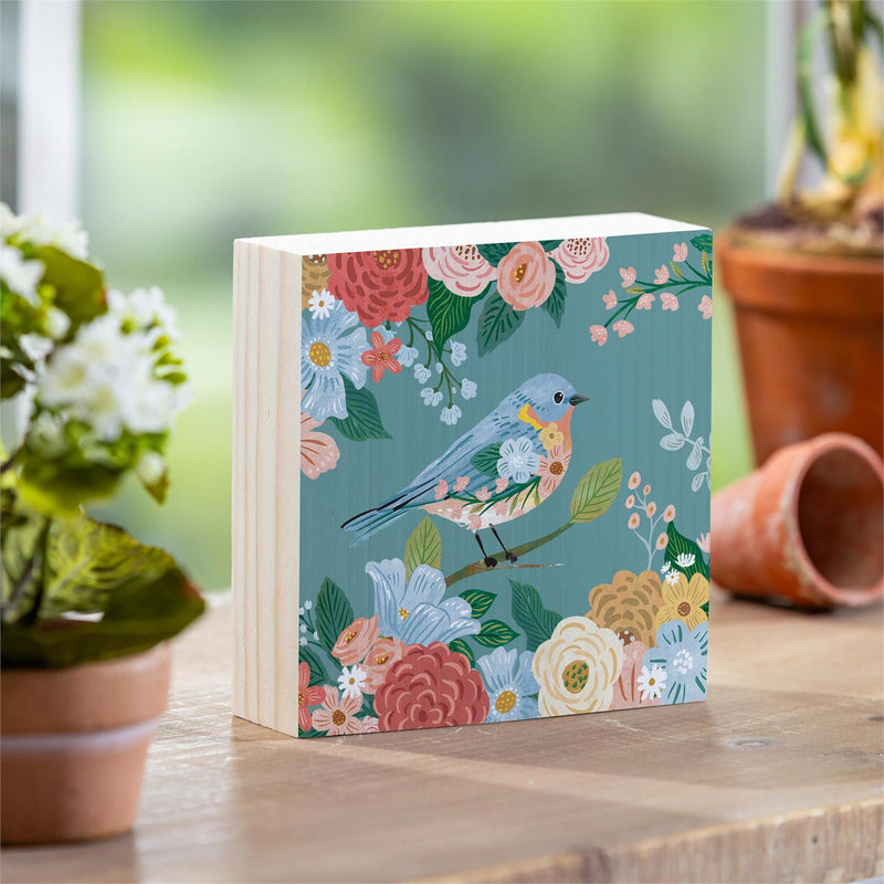 What She Shed Blue Bird Sign Wood Block