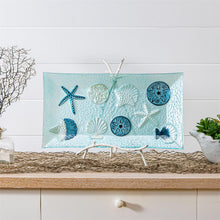 Blue Coastal Table Decor Glass Decorative Tray