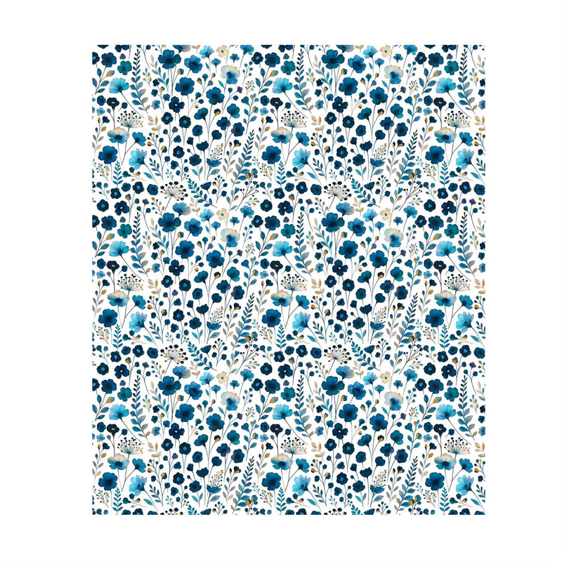 VivaStyle Gilded Meadow Plush Blanket, Blue Wildflowers, 50"x60"