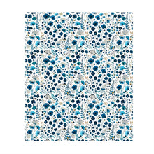 VivaStyle Gilded Meadow Plush Blanket, Blue Wildflowers, 50"x60"