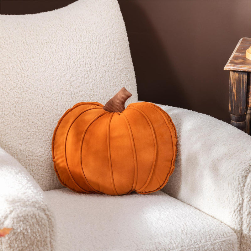 Harvest Blossom Throw Pillow Shaped Pumpkin, 15" x 13"