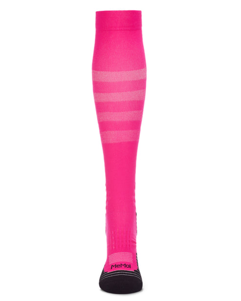 Women's Neon Performance Knee High Nylon Moderate Compression Socks; Size 9-11