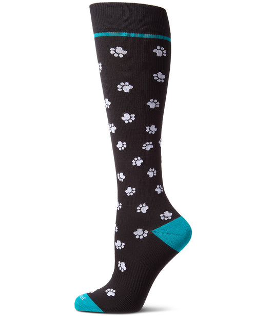 Unisex "Paw Prints" Cotton Blend Knee-High Moderate Compression Socks; Size 9-11