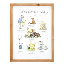 Pooh Bear Framed Linen - God Says I Am