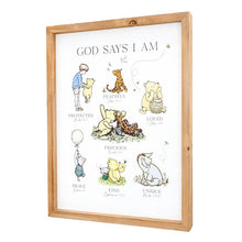 Pooh Bear Framed Linen - God Says I Am
