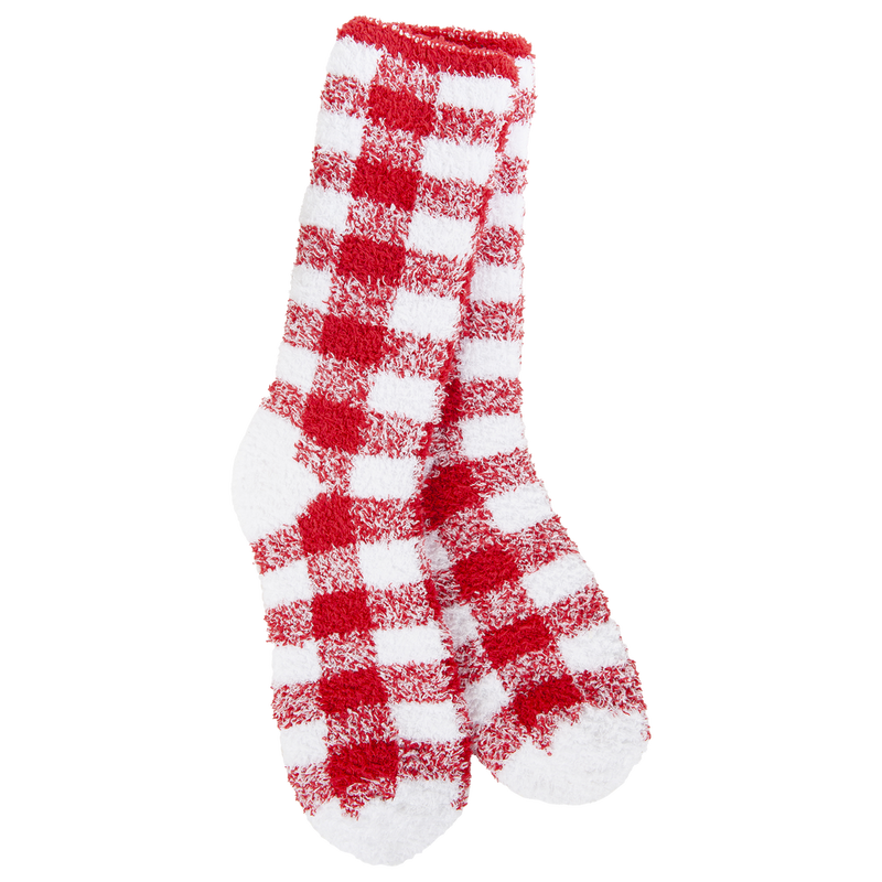 Fireside Cozy Plaid Crew Crimson/White