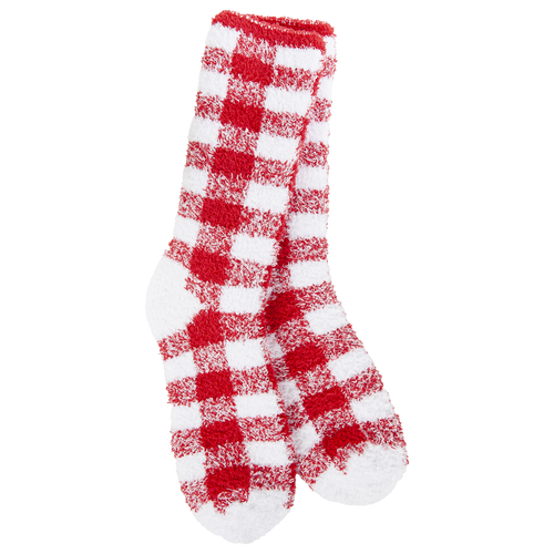 Fireside Cozy Plaid Crew Crimson/White