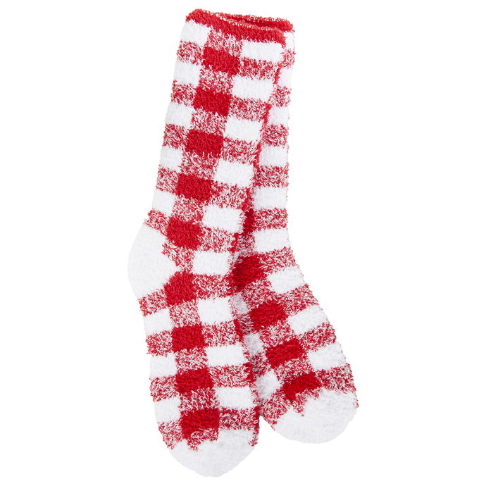 Fireside Cozy Plaid Crew Crimson/White