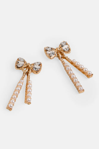 Whispers Exquisite Bow Dangle Earring - Gold