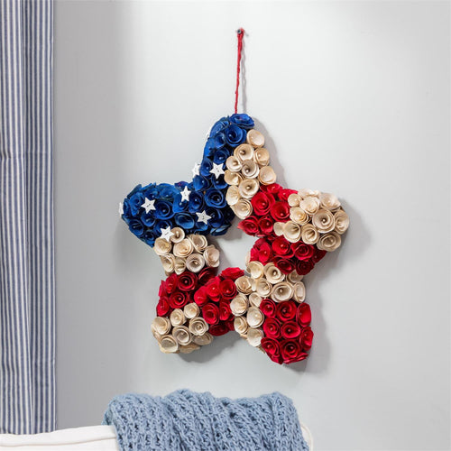 American Classic Wreath Wood Curl Patriotic Star, 19