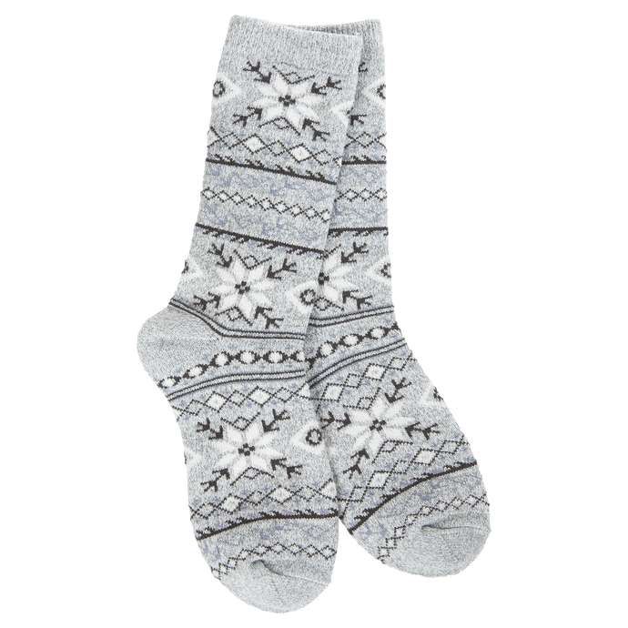 World Softest Socks | Holiday Mini Crew Fair Isle Grey