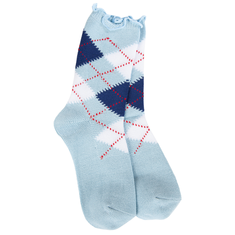 Weekend Argyle Ruffle Mini Crew Blue Argyle