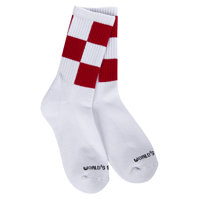 World Softest Socks | Holiday Sport Mini Crew Checkered Red
