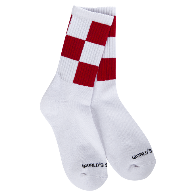 World Softest Socks | Holiday Sport Mini Crew Checkered Red