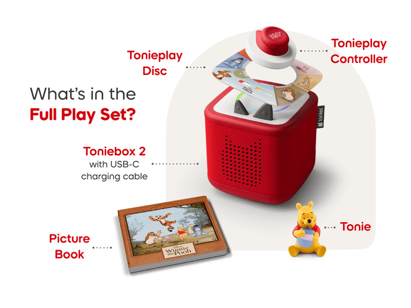 Disney Winnie the Pooh Toniebox 2 Full Play Set - Sunset Red