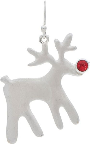 Silver Bling Nose Rudolph Reindeer Earring