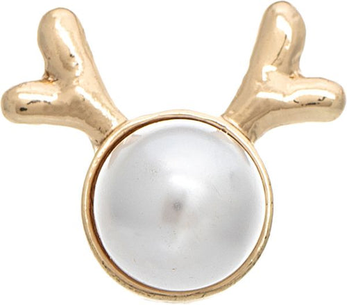 Gold Pearl Christmas Reindeer Post Earring