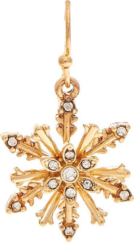 Gold Bright 3D Crystal Snowflake Earring