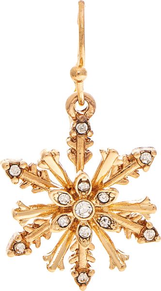 Gold Bright 3D Crystal Snowflake Earring