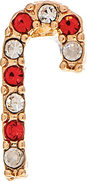 Gold Crystal Candy Cane Holiday Post Earring