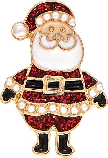 Gold Red Glitter Pearl Santa Post Earring