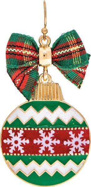 Gold Plaid Ribbon Top Ornament Earring