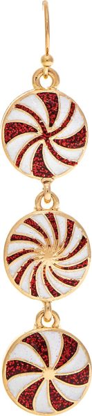 Gold Glittered Peppermint Candies Earring