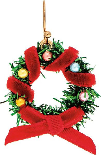 Gold Beribboned Holiday Wreath Earring