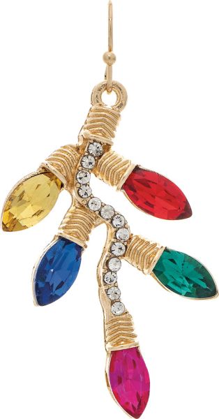 Gold Multicolor Crystal Christmas Lights Earring