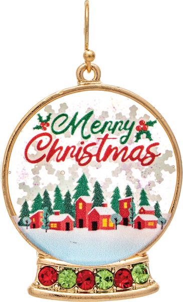 Gold Hometown Holiday Snow Globe Earring