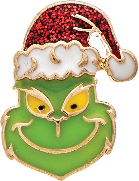 Gold Green Guy Santa Hat Enamel Post Earring